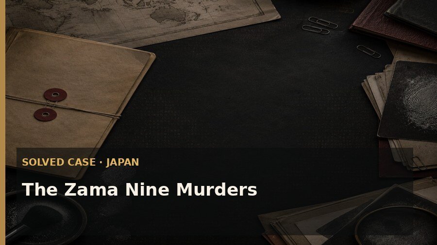 Editorial artwork for The Zama Nine Murders